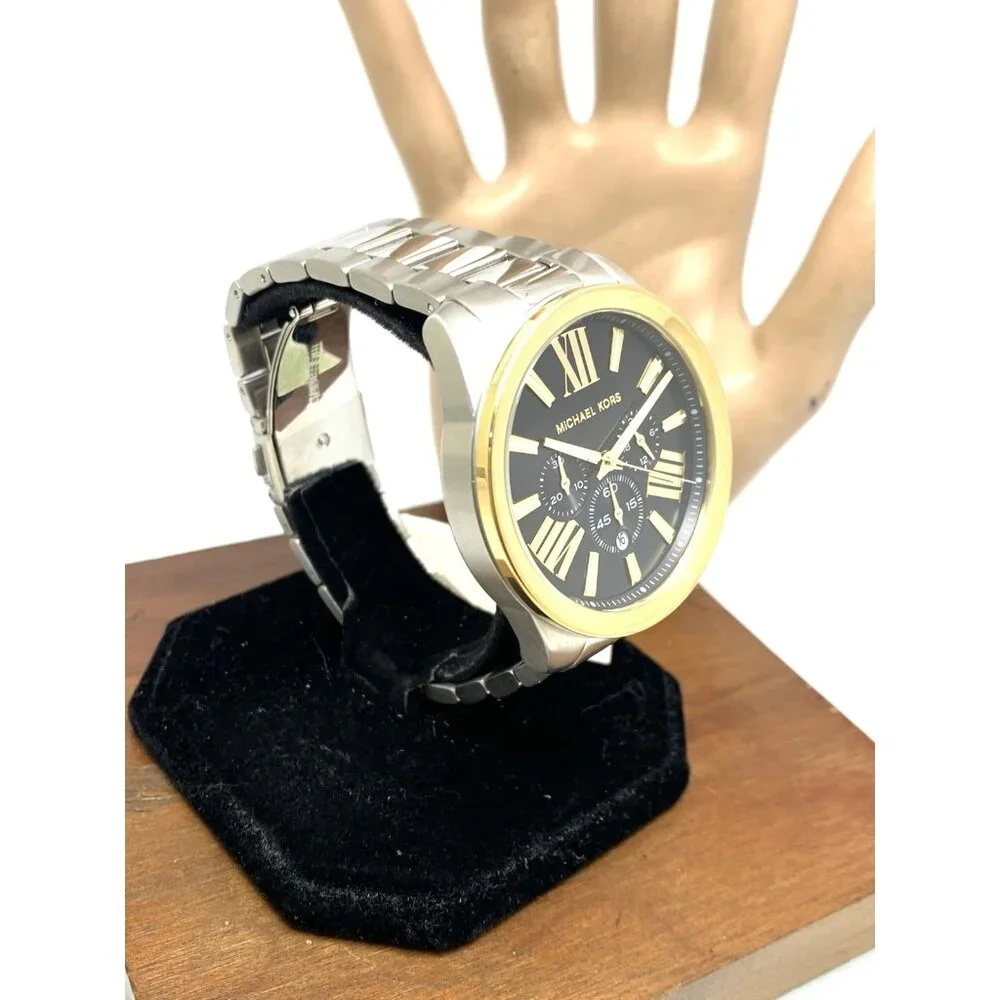 Michael Kors Men's Watch MK8880 Quartz Chronograph Black Dial Two Tone Steel